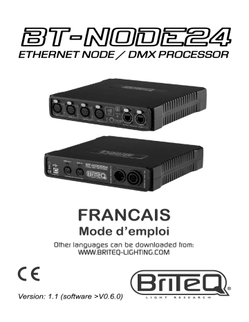 BT-NODE24 (5pin XLR) | Briteq BT-NODE24 (3pin XLR) Manuel utilisateur | Fixfr