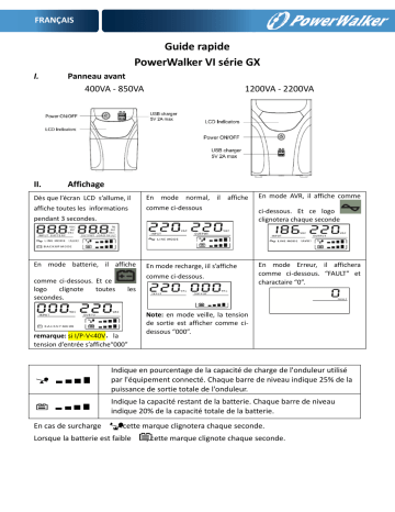 VI 2200 GX IEC UK | VI 1600 GX IEC UK | VI 650 GX IEC UK | VI 1200 GX IEC | VI 1200 GX IEC UK | VI 2200 GX IEC | VI 1600 GX FR | VI 1600 GX IEC | VI 650 GX IEC | VI 1200 GX FR | VI 2200 GX | VI 2200 GX FR | Manuel utilisateur | PowerWalker VI 850 GX IEC UK Guide de démarrage rapide | Fixfr