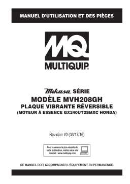 MQ Multiquip MVH208GH Plaques vibrantes réversible Manuel utilisateur