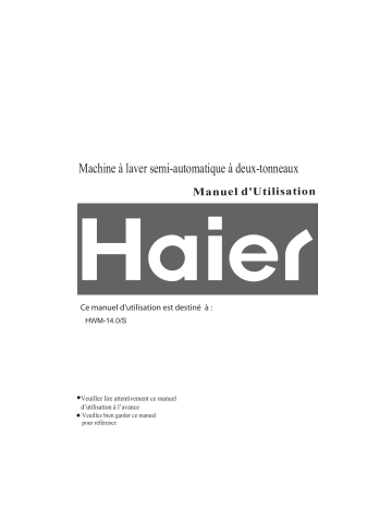 HWM-14.0S | User's manual | Haier HWM-14.0 Manuel utilisateur | Fixfr