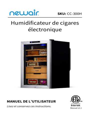 CC-300H-REM | NewAir CC-300H 400 Count Cigar Humidor, Climate Controlled Manuel utilisateur | Fixfr