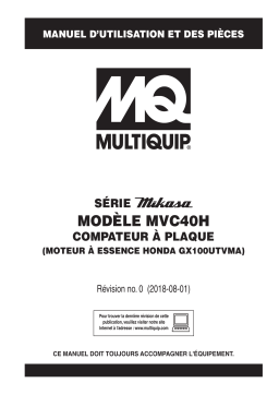 MQ Multiquip MVC40H Plaques vibrantes unidirectionnelle Manuel utilisateur