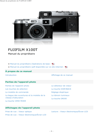 Fujifilm X-100T Manuel utilisateur | Fixfr