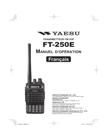 Manuel du propriétaire | YAESU FT 250 Manuel utilisateur | Fixfr