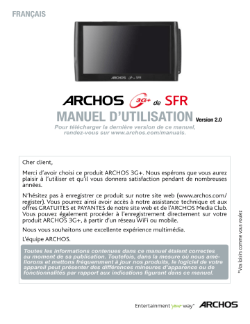 Archos 3G+ SFR Manuel utilisateur | Fixfr