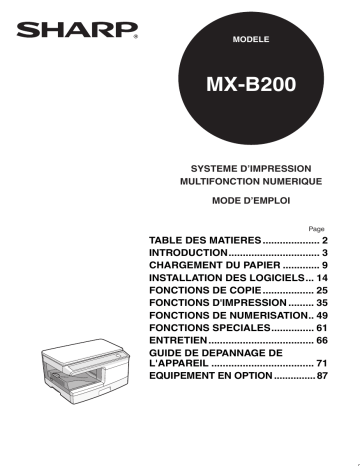 Manuel du propriétaire | Sharp MX-B200 Manuel utilisateur | Fixfr