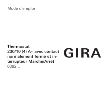 Manuel du propriétaire | Gira 0392 Manuel utilisateur | Fixfr