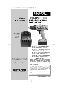 Porter-Cable 8730 Perceuse visseuse Manuel utilisateur