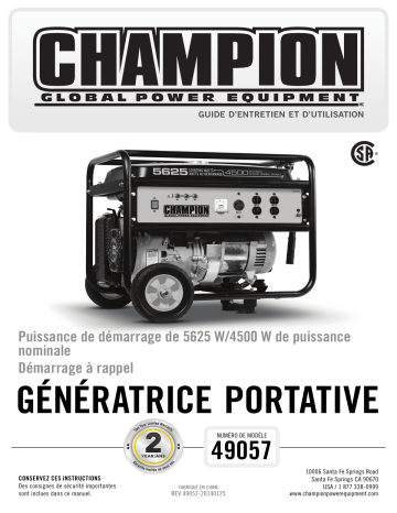 Champion Power Equipment 49057 Manuel utilisateur | Fixfr