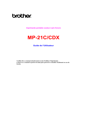 Manuel du propriétaire | Brother MP-21CDX Manuel utilisateur | Fixfr