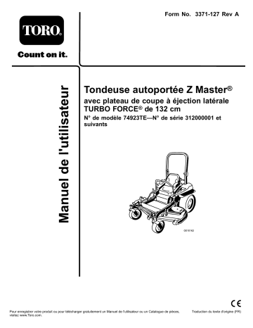 Toro Z Master Professional 6000 Series Riding Mower, Riding Product Manuel utilisateur | Fixfr