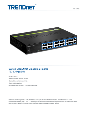 Trendnet RB-TEG-S24Dg 24-Port Gigabit GREENnet Switch Fiche technique | Fixfr