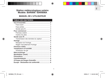 Manuel du propriétaire | Oregon BAR806 Manuel utilisateur | Fixfr