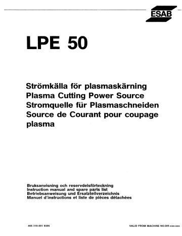 ESAB LPE 50 Manuel utilisateur | Fixfr