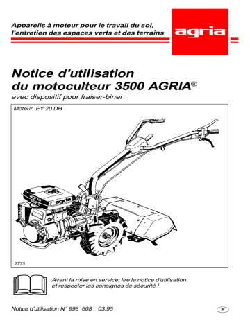 Manuel du propriétaire | Agria 3500 Two-Wheel Tractor Manuel utilisateur | Fixfr