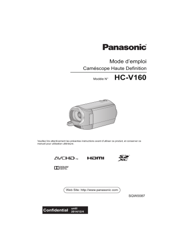 Manuel du propriétaire | Panasonic HCV160EG Manuel utilisateur | Fixfr