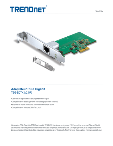 Trendnet RB-TEG-ECTX Gigabit PCIe Adapter Fiche technique | Fixfr