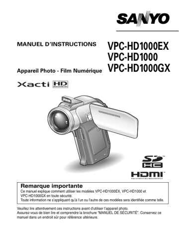 Manuel du propriétaire | LOGICOM-SANYO XACTI VPC-HD1000GX Manuel utilisateur | Fixfr