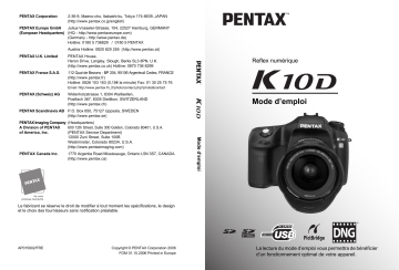 Pentax Série K-10D Mode d'emploi | Fixfr
