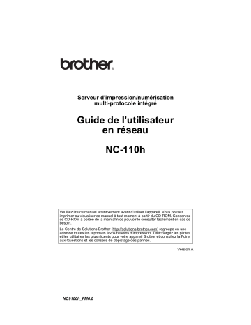 Manuel du propriétaire | Brother NC-110H Manuel utilisateur | Fixfr