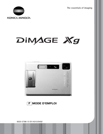 Manuel du propriétaire | Konica Minolta Dimage Xg Manuel utilisateur | Fixfr