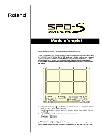 Manuel du propriétaire | Roland SPD-S Manuel utilisateur | Fixfr