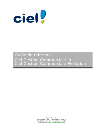 Gestion Commerciale Évolution 2011 | Ciel Gestion Commerciale 2011 Manuel utilisateur | Fixfr