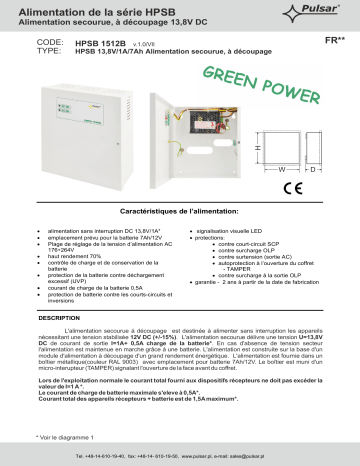 Mode d'emploi | Pulsar HPSB1512B Manuel utilisateur | Fixfr