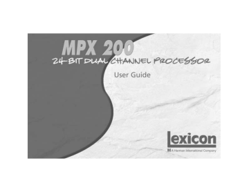 Manuel du propriétaire | Lexicon MPx 200 Manuel utilisateur | Fixfr