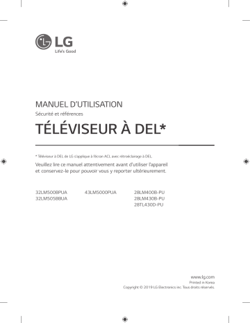 LG 32LM500BPUA Manuel du propriétaire | Fixfr