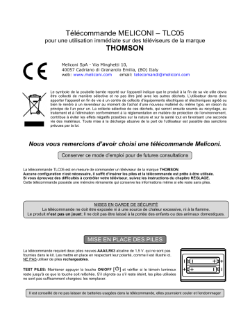 Manuel du propriétaire | MELICONI TLC05 Manuel utilisateur | Fixfr