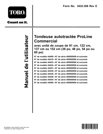 Toro Proline Commercial Walk-Behind Mower Walk Behind Mower Manuel utilisateur | Fixfr