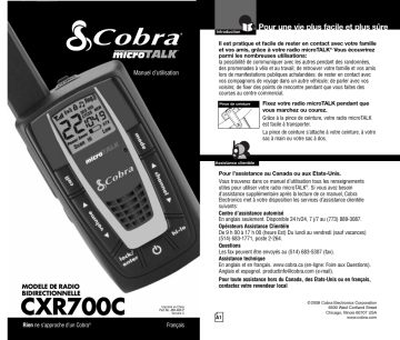 Manuel du propriétaire | Cobra CXR700C Manuel utilisateur | Fixfr