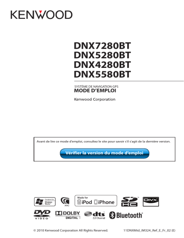 DNX 5280 BT | DNX 7280 BT | DNX 4280 BT | Kenwood DNX 5580 BT Mode d'emploi | Fixfr