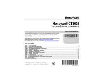 Manuel du propriétaire | Honeywell CT8602 Manuel utilisateur | Fixfr