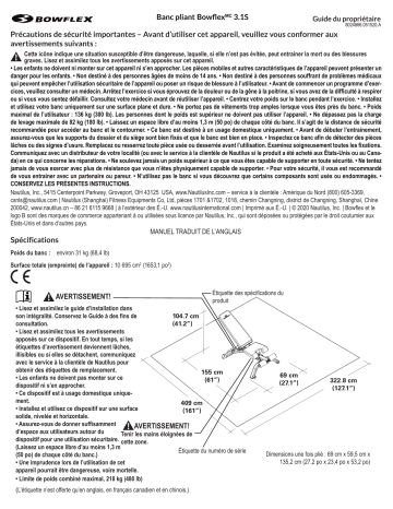 SelectTech 3.1S Stowable Bench | Bowflex 3.1S Series Bench Manuel utilisateur | Fixfr