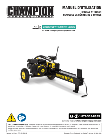 Model #100624 | Champion Power Equipment 100624 9-Ton Log Splitter Manuel utilisateur | Fixfr