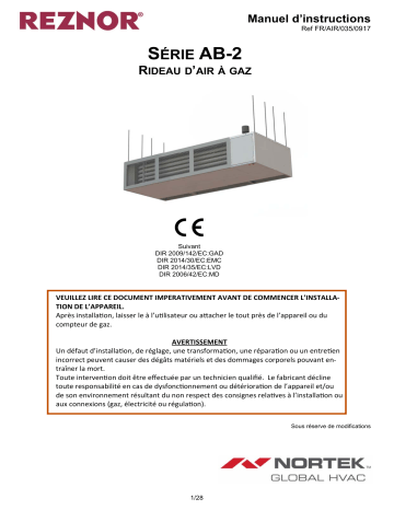 Mode d'emploi | Reznor AB industrial air curtains Manuel utilisateur | Fixfr