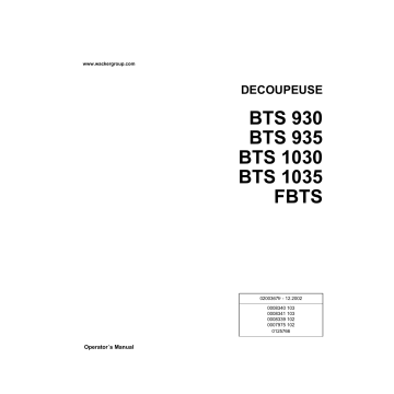 BTS 1035 | BTS 930 | BTS 935 | Wacker Neuson BTS 1030 Cut-off Saw Manuel utilisateur | Fixfr
