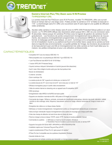 RB-TV-IP602WN | Trendnet TV-IP602WN ProView Wireless N Pan/Tilt/Zoom Network Camera Fiche technique | Fixfr