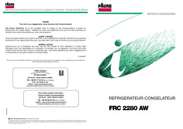 Manuel du propriétaire | Faure FRC2280AW Manuel utilisateur | Fixfr