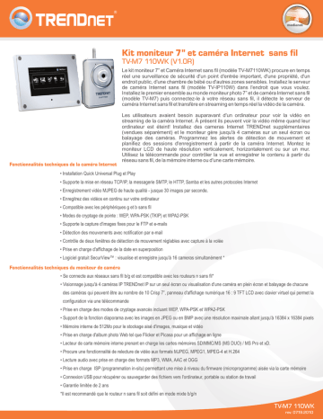 Trendnet TV-M7110WK SecurView 7” Wireless Camera Monitor Kit Fiche technique | Fixfr