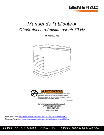 Generac 16 kW G0071770 Standby Generator Manuel utilisateur | Fixfr