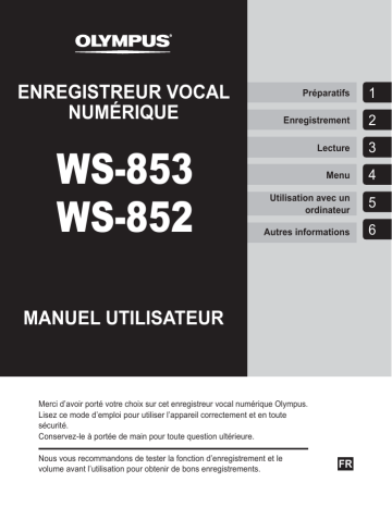 WS 853 | Olympus WS 852 Manuel utilisateur | Fixfr