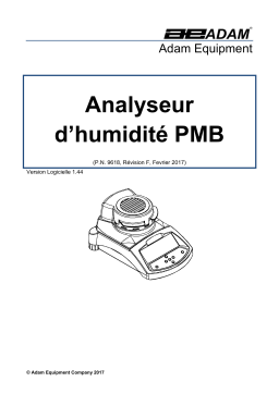 Adam Equipment PMB Moisture Analyzer Manuel utilisateur
