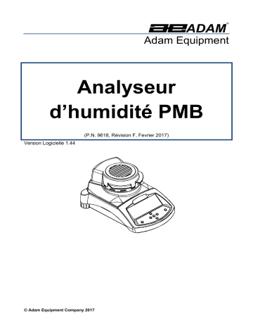 Adam Equipment PMB Moisture Analyzer Manuel utilisateur | Fixfr