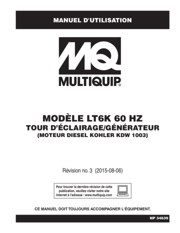 Mode d'emploi | MQ Multiquip LT6K Manuel utilisateur | Fixfr