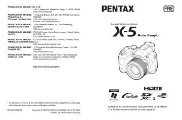 Pentax Série X5 Mode d'emploi | Fixfr
