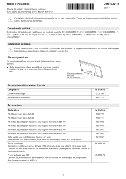 V-ZUG 31014 Hob diverse Induction Guide d'installation