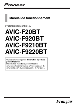 Pioneer AVIC F20 BT Manuel utilisateur